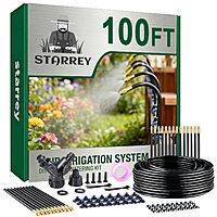 100' 1/4" Starrey Drip Irrigation Watering System w/ 24-Pc Adjustable Nozzles