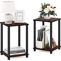 Prime Members: 2-Pk Furinno Turn-N-Tube End Table Corner Shelves (Dark Cherry)