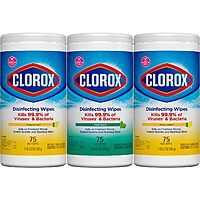 3-Pack 75-Count Clorox Disinfecting Wipes (Fresh Scent & Crisp Lemon)