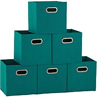 Prime Members: 6-Pk 11" Household Essentials Foldable Fabric Storage Bins (Teal)