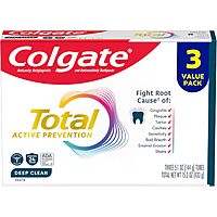 3-Pk 5.1-Oz Colgate Total Active Prevention Deep Clean Fluoride Toothpaste