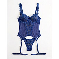 3-Pc Avidlove Lace Lingerie Set w/ Underwire Corset, Panties & Garter Belt