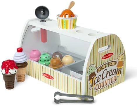 Melissa & Doug Wooden Scoop & Serve Ice Cream Counter Pretend Play Set w/ 28 Pieces $21.29 + Free Shipping w/ Prime or on $35+