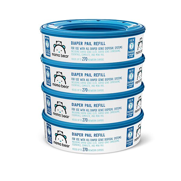 Mama Bear Diaper Pail Refills for Diaper Genie Pails, 1080 Count (4 Packs of 270 Count) $17.71 S&S