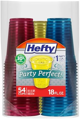 [SnS, AC] $4.39 | 54-Count Hefty Party Perfect Tinted Disposable Plastic Cups (18 Oz, Red, Blue, and Yellow) at Amazon
